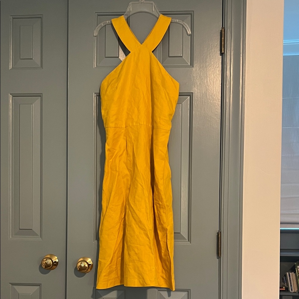 Chic Mustard Yellow Halter Midi Dress